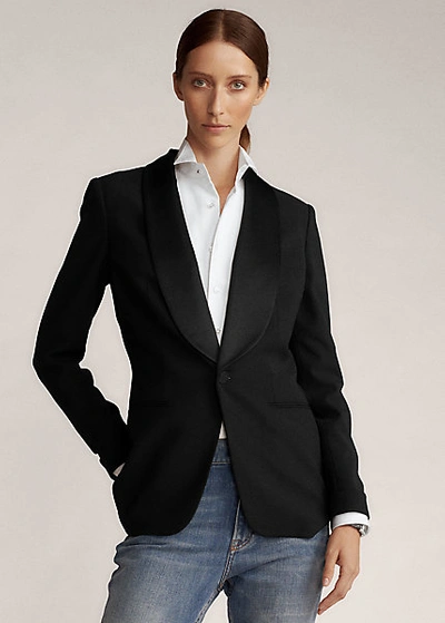 Shop Ralph Lauren Sawyer Wool Tuxedo Jacket In Black