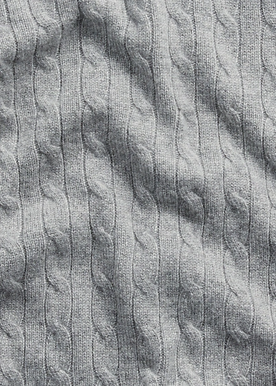 Shop Ralph Lauren Cable-knit Cashmere Cardigan In Battalion Grey Heather