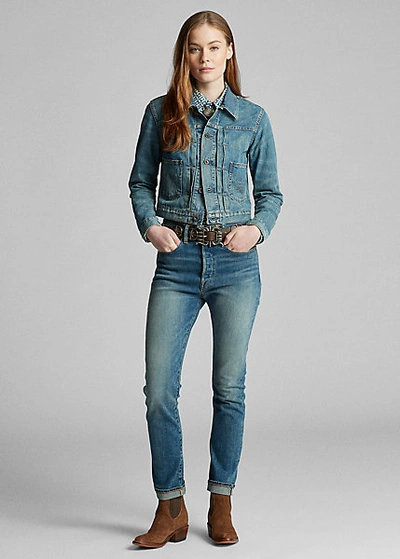 Shop Double Rl Vintage Straight Stretch Jean In Addison Wash