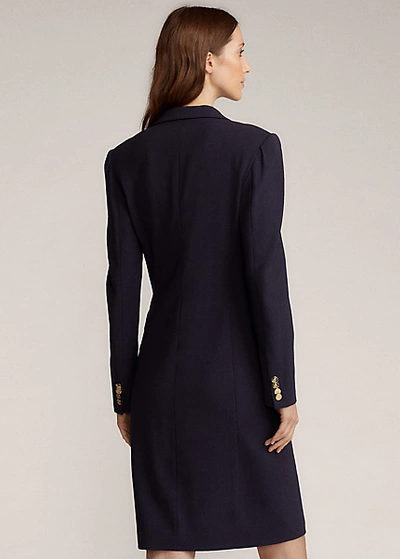 Shop Ralph Lauren Wellesly Wool-blend Dress In Midnight