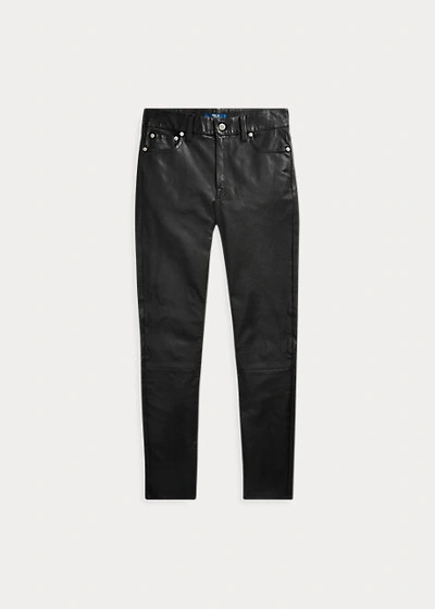Shop Ralph Lauren Leather 5-pocket Skinny Pant In Polo Black
