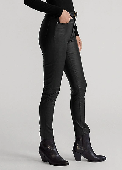 Shop Ralph Lauren Leather 5-pocket Skinny Pant In Polo Black