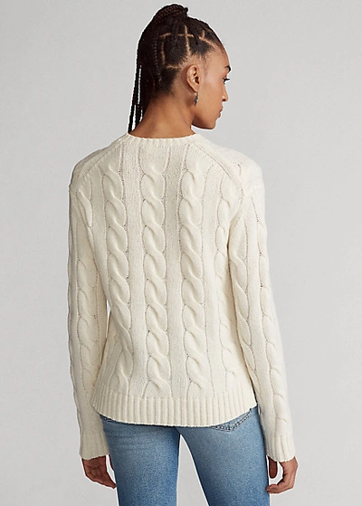 Shop Ralph Lauren Cable-knit Crewneck Sweater In Grey Marl