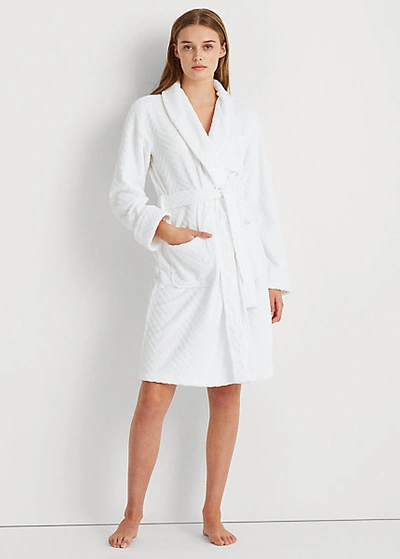 Shop Lauren Ralph Lauren Herringbone Shawl-collar Robe In White