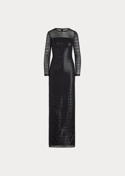 Shop Lauren Ralph Lauren Sequined Evening Gown In Black