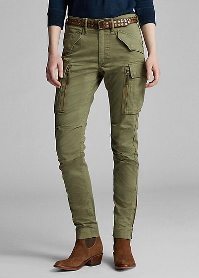 Shop Double Rl Stretch Skinny Cargo Pant In Olive