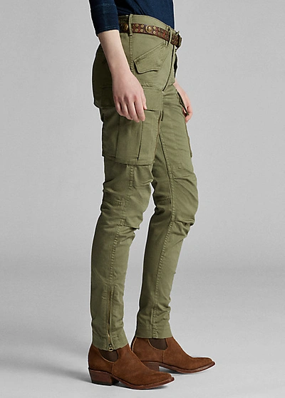 Shop Double Rl Stretch Skinny Cargo Pant In Olive