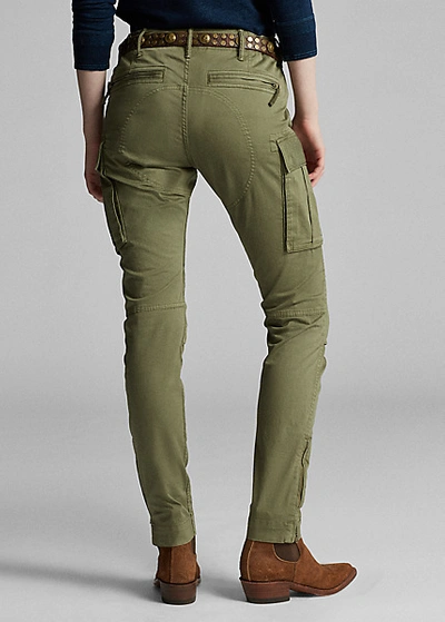 Shop Double Rl Stretch Skinny Cargo Pant In Olive