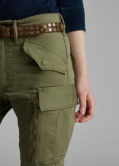Shop Double Rl Stretch Skinny Cargo Pant In Olive