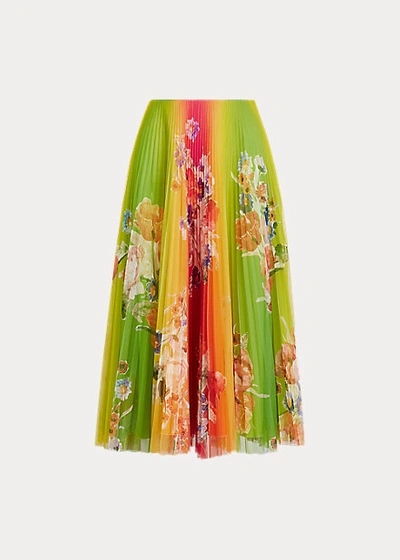 Shop Ralph Lauren Trivelas Floral Pleated Skirt In Ombre Multi