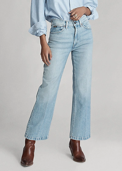 Shop Ralph Lauren Laight Cropped Flare Jean In Light Indigo