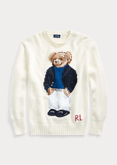 Shop Ralph Lauren Polo Bear Crewneck Sweater In Cream Multi