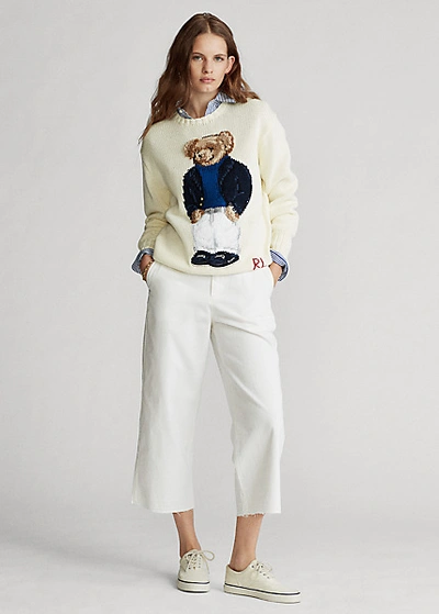 Shop Ralph Lauren Polo Bear Crewneck Sweater In Cream Multi