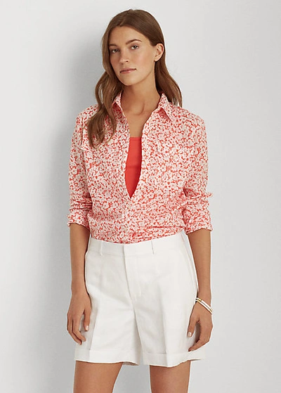 Shop Lauren Ralph Lauren Floral Cotton Shirt In Island Hibiscus/white
