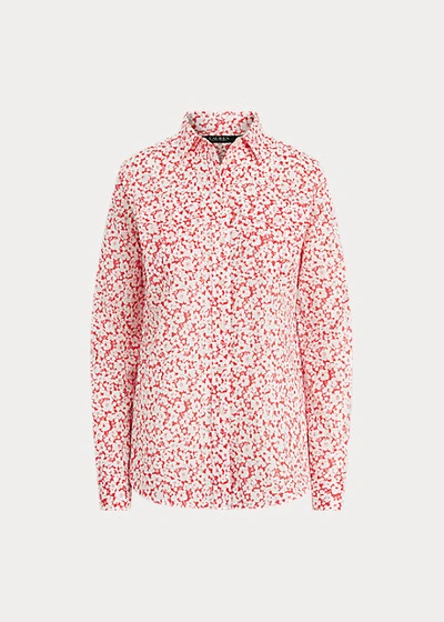 Shop Lauren Ralph Lauren Floral Cotton Shirt In Island Hibiscus/white