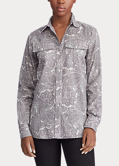 Shop Lauren Ralph Lauren Patch-pocket Shirt In Mascarpone Cream Multi