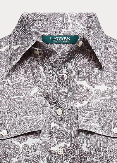 Shop Lauren Ralph Lauren Patch-pocket Shirt In Mascarpone Cream Multi