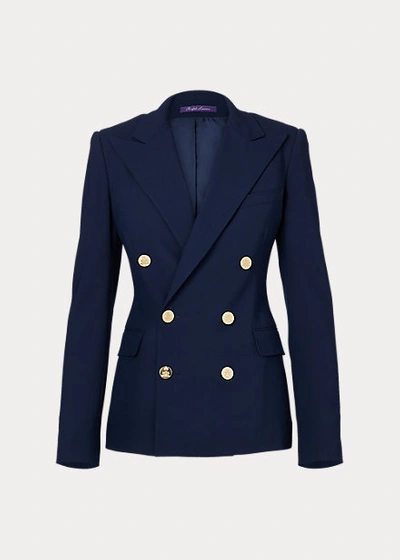 Shop Ralph Lauren Camden Wool Crepe Jacket In Navy