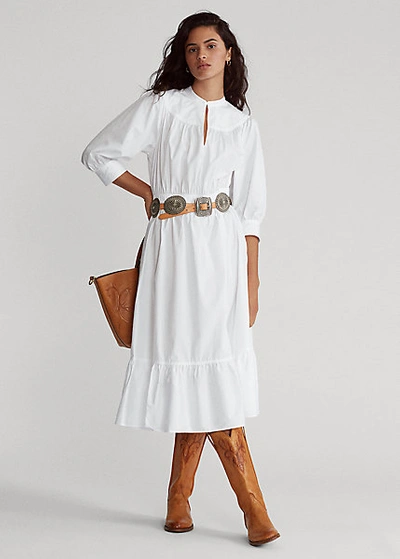 Ralph Lauren Cotton Broadcloth Dress In White | ModeSens