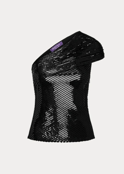 Shop Ralph Lauren Ana Sequined Stretch Silk Blouse In Black