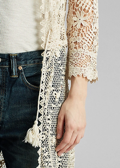 Shop Ralph Lauren Crochet Lace Duster In Cream