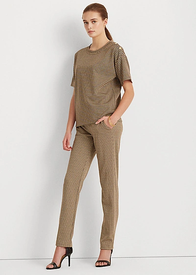 Shop Lauren Ralph Lauren Double-knit Jacquard T-shirt In Classic Camel Combo
