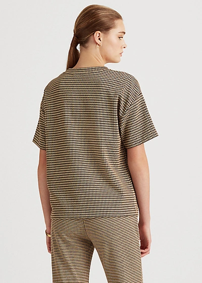 Shop Lauren Ralph Lauren Double-knit Jacquard T-shirt In Classic Camel Combo