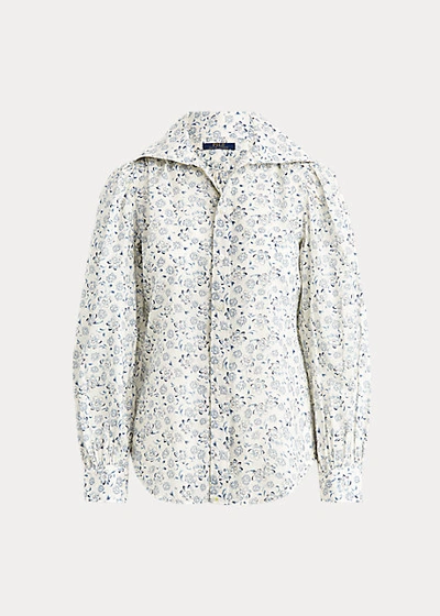 Shop Ralph Lauren Floral Cotton Shirt In White/blue Floral