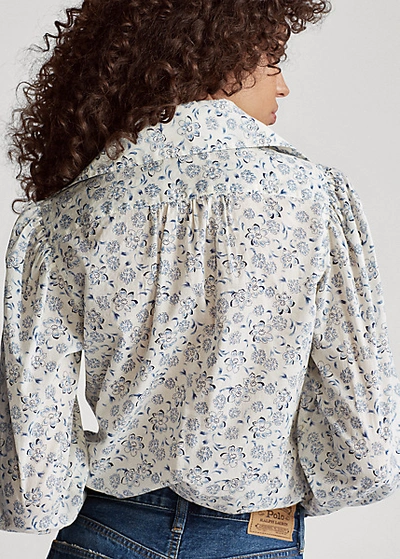 Shop Ralph Lauren Floral Cotton Shirt In White/blue Floral