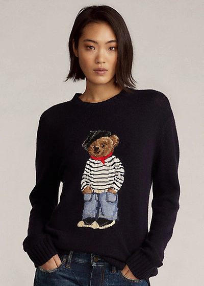 Shop Ralph Lauren Marseille Polo Bear Sweater In Charmain Navy
