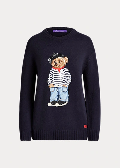 Shop Ralph Lauren Marseille Polo Bear Sweater In Charmain Navy