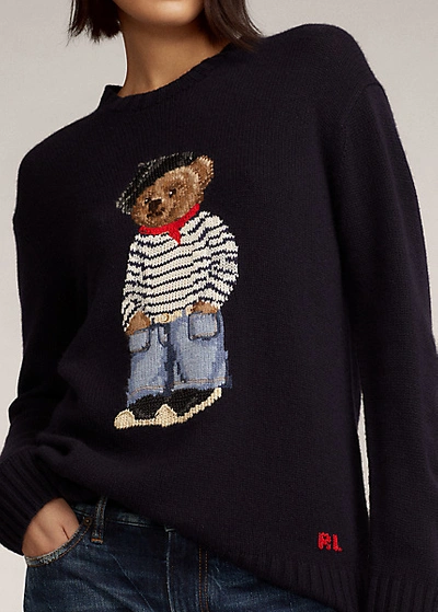 Shop Ralph Lauren Marseille Polo Bear Sweater In Charmain Navy