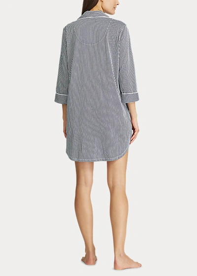 Shop Lauren Ralph Lauren Cotton Sleep Shirt In Navy