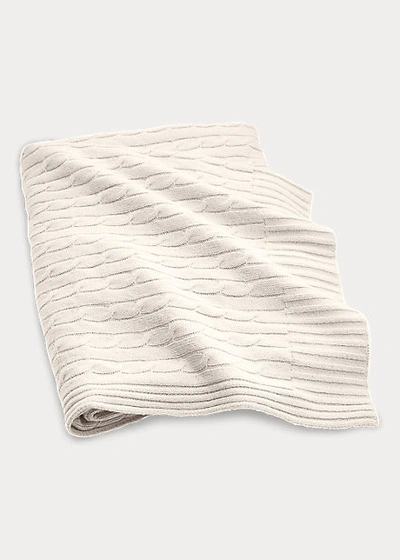 Shop Ralph Lauren Cable Cashmere Throw Blanket In Burnished Chamois