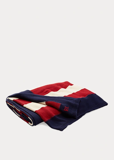 Shop Ralph Lauren Rl Flag Cotton Throw Blanket In Multi