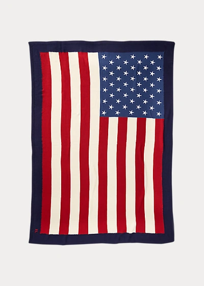 Shop Ralph Lauren Rl Flag Cotton Throw Blanket In Multi