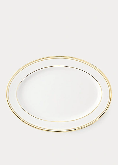 Shop Ralph Lauren Wilshire Oval Platter In Gold/white