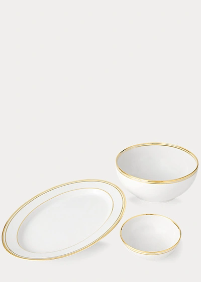 Shop Ralph Lauren Wilshire Oval Platter In Gold/white