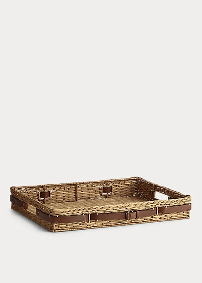 Shop Ralph Lauren Bailey Large Tray In Brown