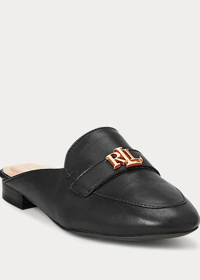 Shop Lauren Ralph Lauren Leather Slip-on Loafer In Black