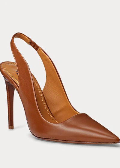 Shop Ralph Lauren Cailey Calfskin Slingback In Rl Gold