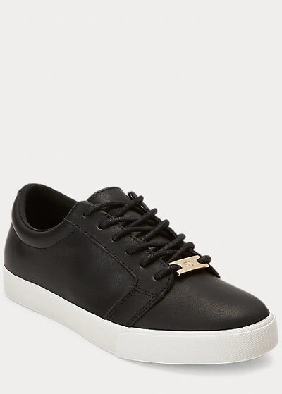 Lauren Ralph Lauren Joslin Leather Sneaker In Black | ModeSens