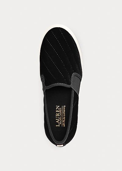Shop Lauren Ralph Lauren Jinny Velvet Slip-on Sneaker In Merlot
