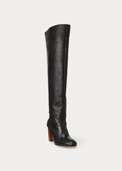 Shop Ralph Lauren Brie Leather Boot In Black