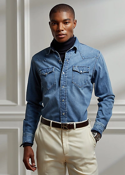 Ralph Lauren Western Snap-up Denim Shirt In Blue Indigo | ModeSens