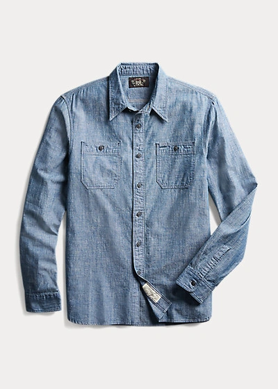 Double Rl Indigo Chambray Workshirt In Rinse