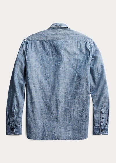 Double Rl Indigo Chambray Workshirt In Rinse