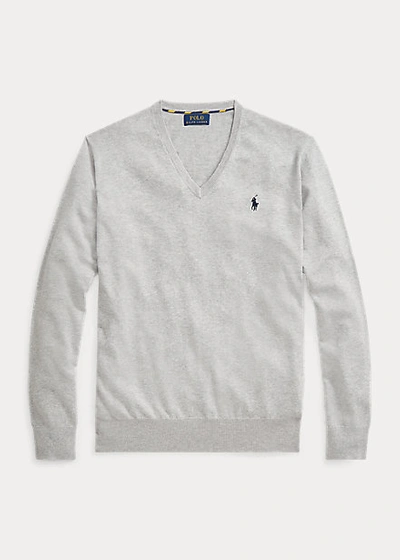 Shop Polo Ralph Lauren Cotton V-neck Sweater In Andover Heather