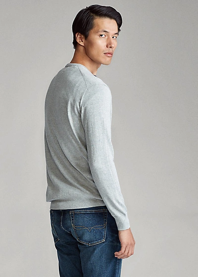 Shop Polo Ralph Lauren Cotton V-neck Sweater In Andover Heather