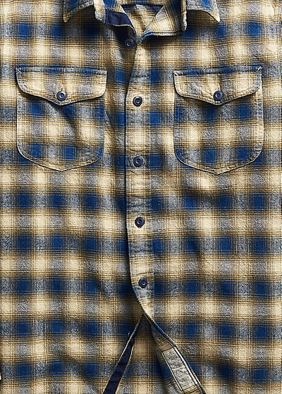 Shop Double Rl Indigo Plaid Brushed Workshirt In Rl 348 Indigo/multi